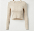 Cropped Slim Knit Long Sleeve Sweater Top