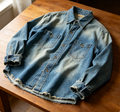 Retro Denim Style Overshirt Lightweight Jacket Top