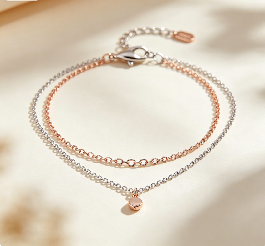 2‑Layered Delicate Chain Bracelet Women Jewelry